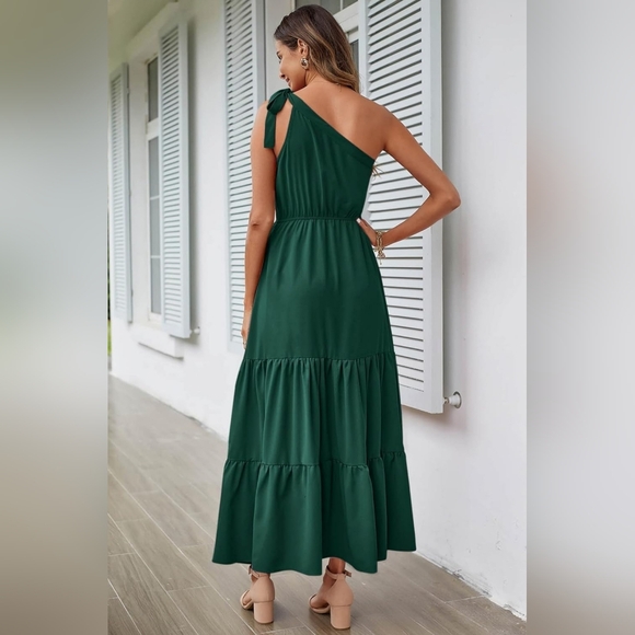 PrettyGarden Women's Maxi Dress One Shoulder Sleeveless Ruffle - Picture 8 of 11